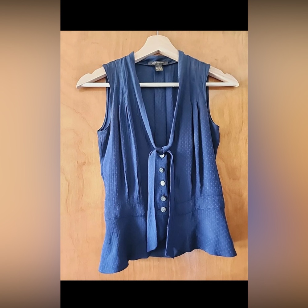 Louis Vuitton Silk Sleeveless Blouse Navy Blue EU 34 // US 0